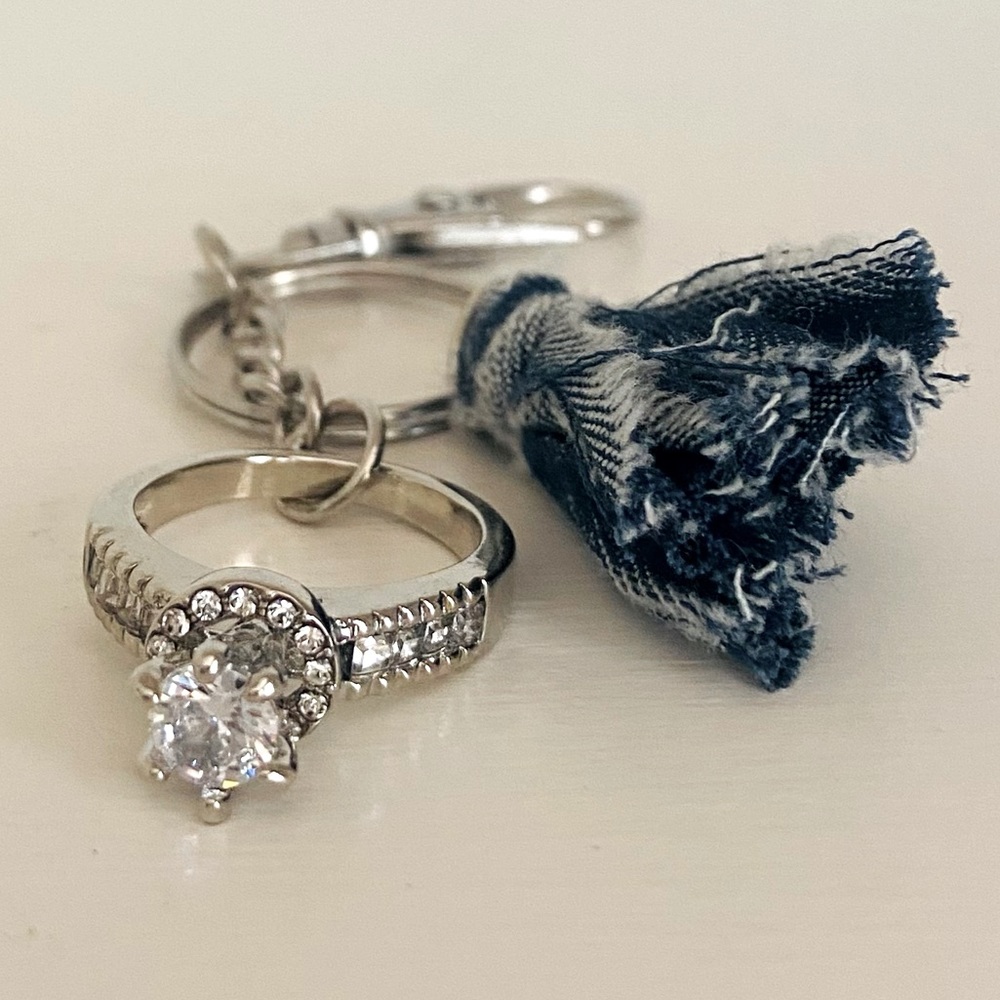 Handcrafted “Denim & Diamond” Bag charm Key Chain